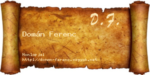 Domán Ferenc névjegykártya